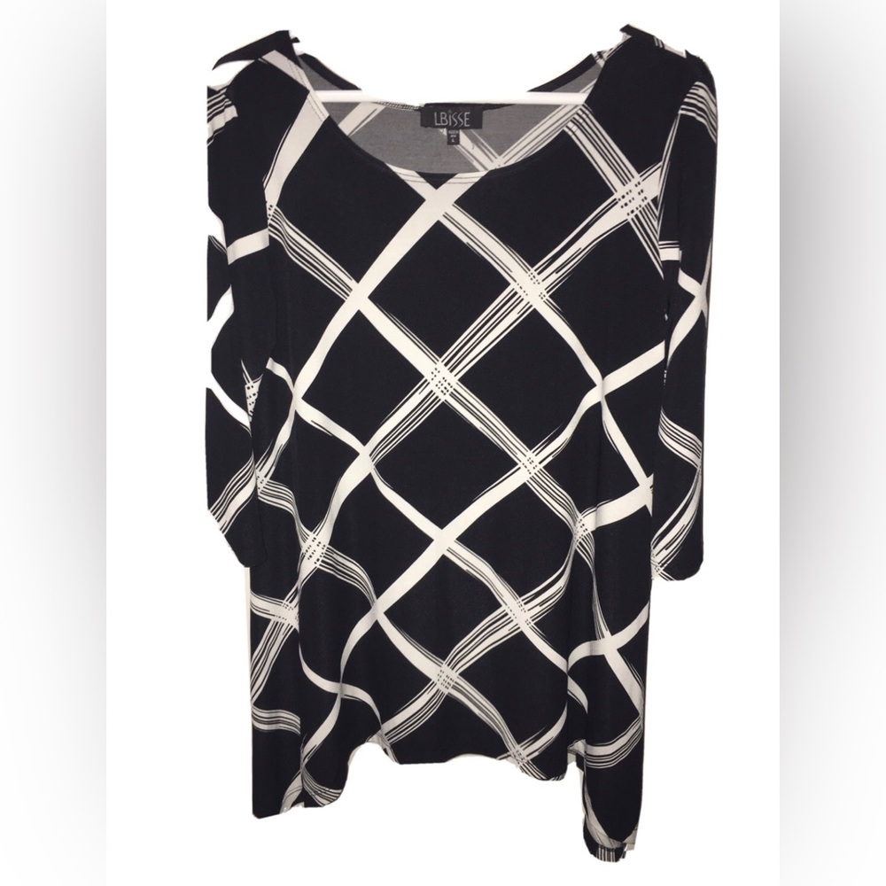 LBisse women top Stretch Black/white Size Large made In USA